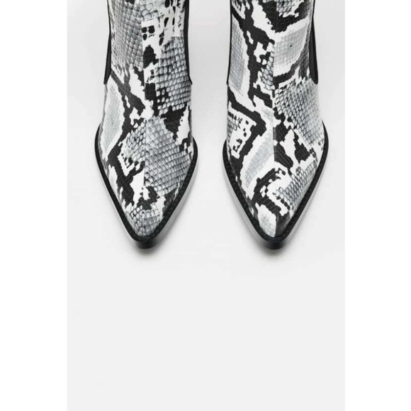 ZARA COWBOY ANKLE Boots Pointed Snakeskin Booties NEW - Picture 5 of 6